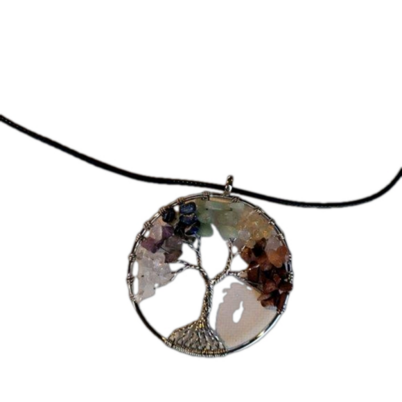 Tree of Life Gemstone Silvertone Setting/Chain in Package, NWOT - Picture 7 of 8